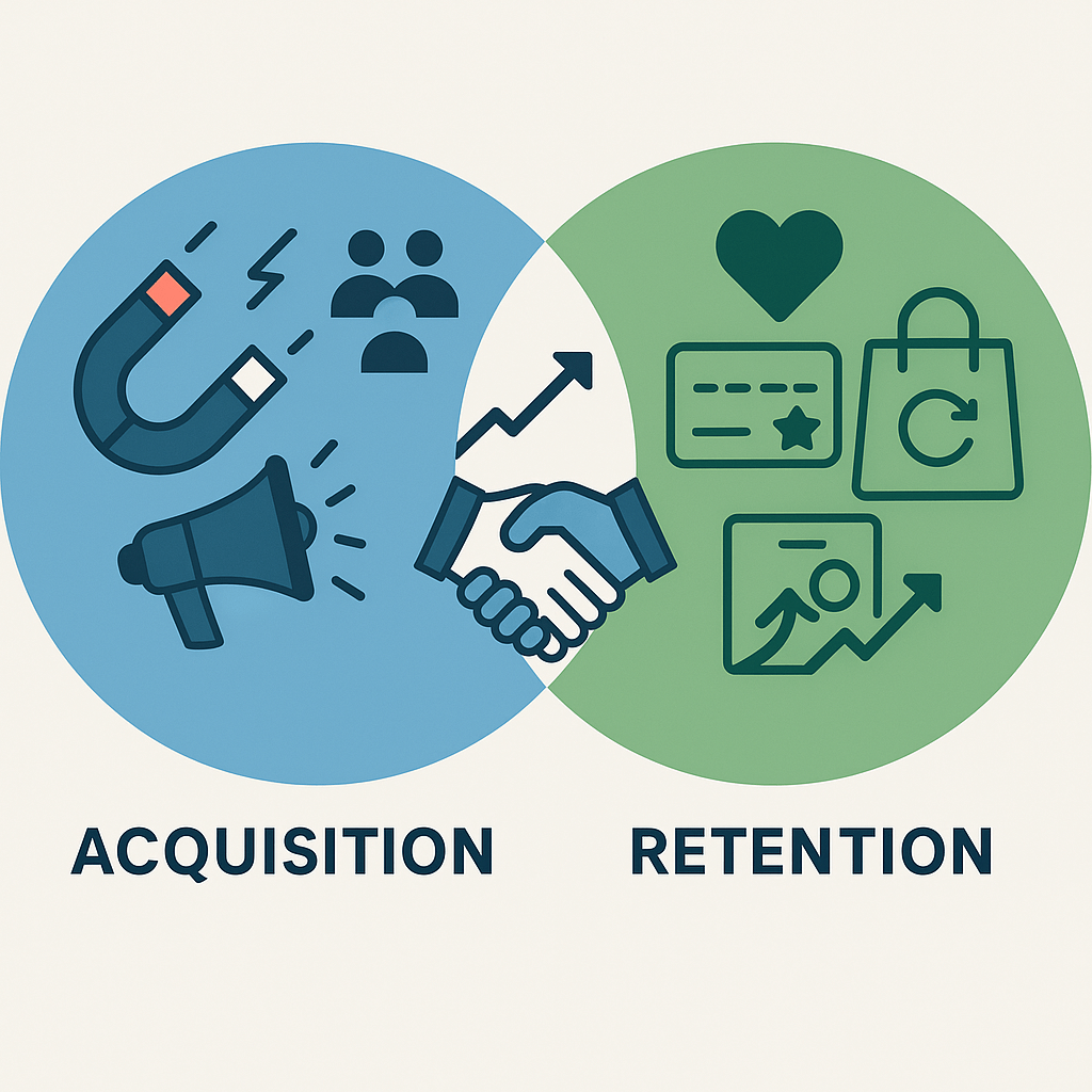 How Retention Marketing Complements Customer Acquisition Efforts a diagram of a business